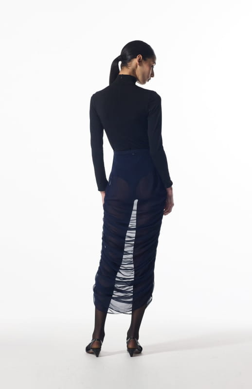 navy sheer skirt