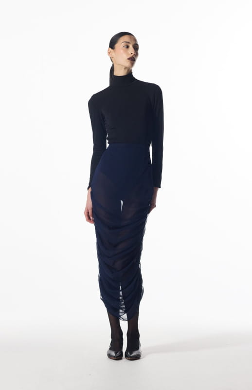 sheer silk midi skirt