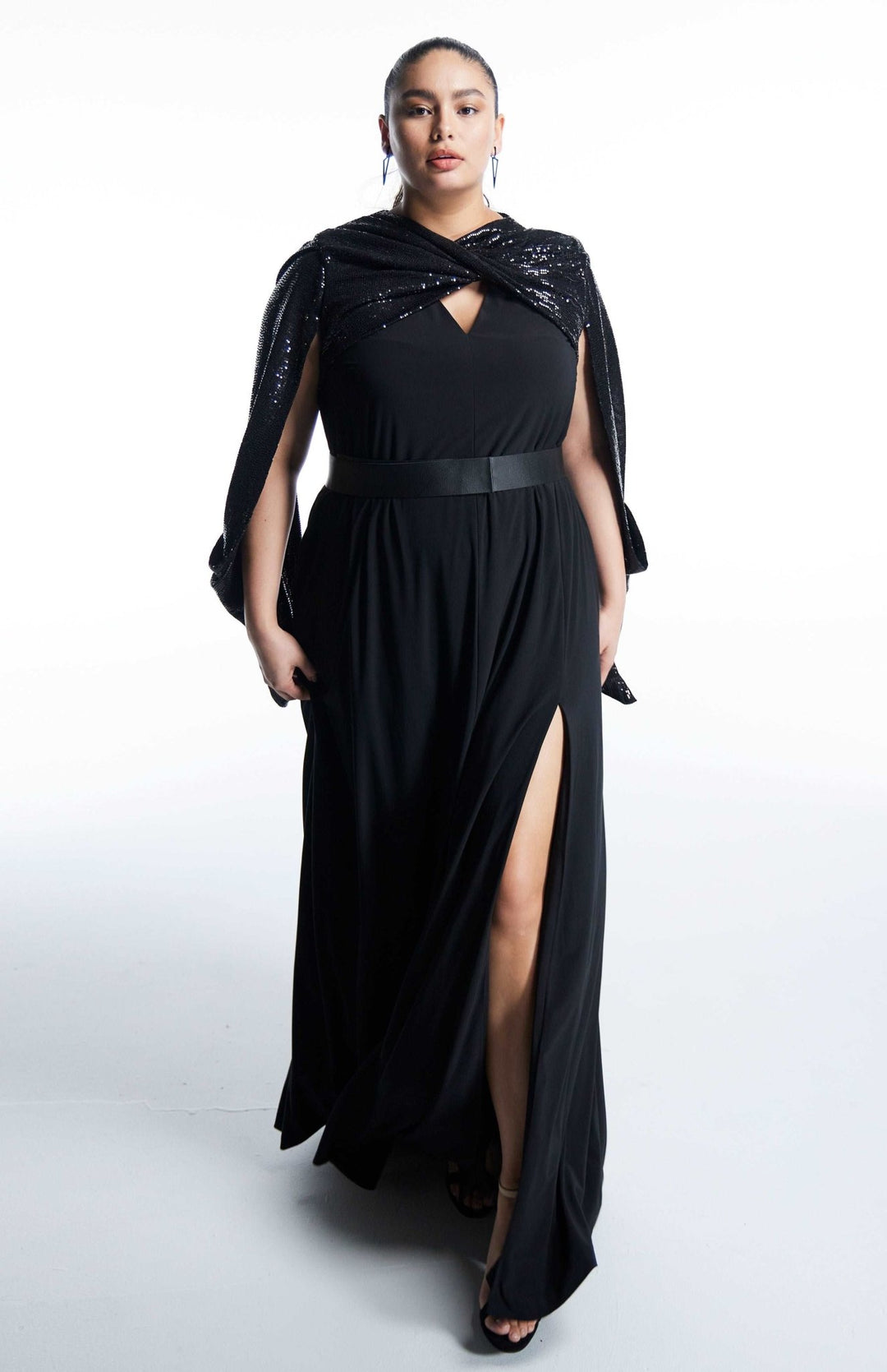 elegant plus size black maxi dress