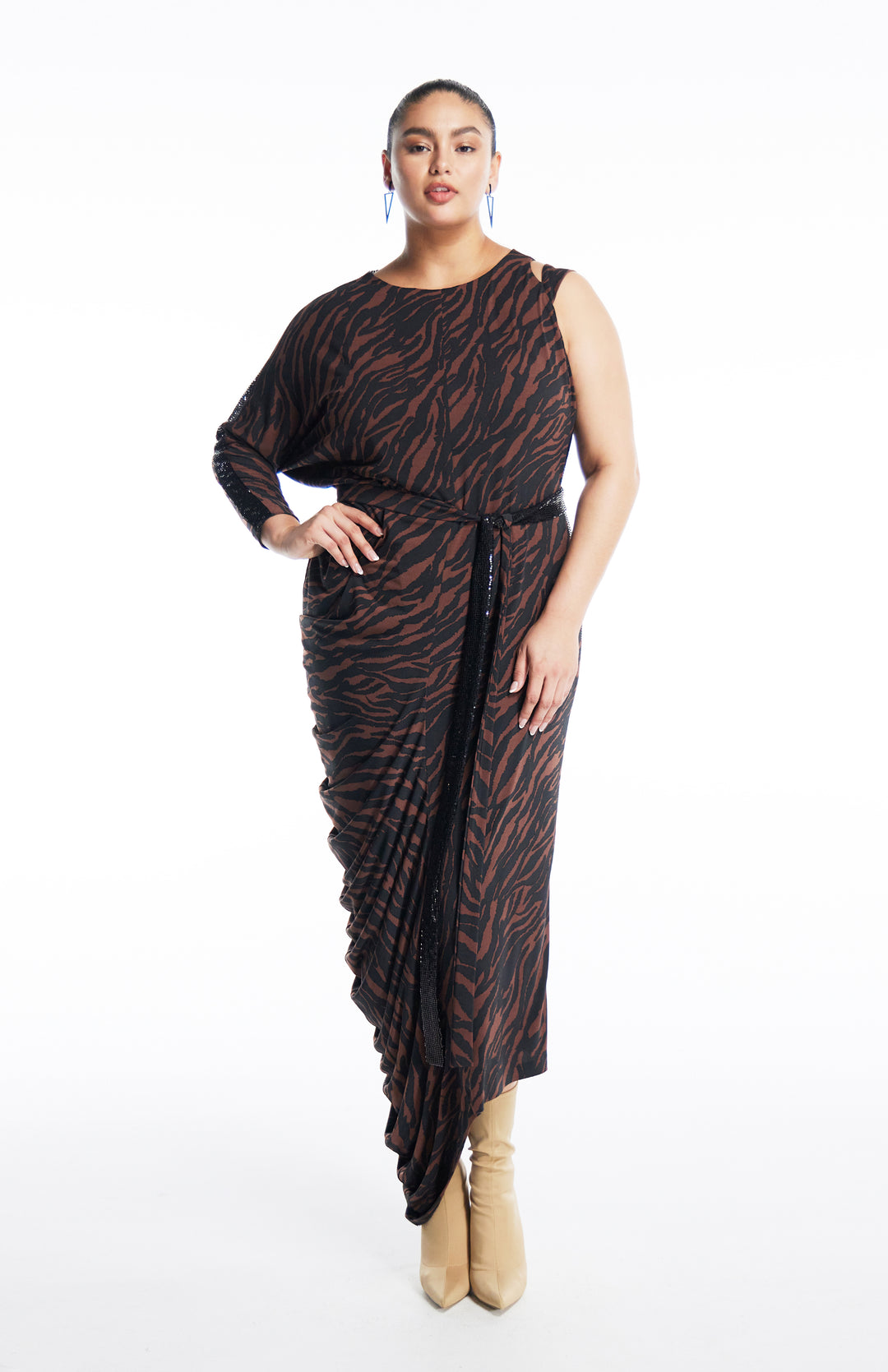 Mythodea | Long Draped Printed Dress