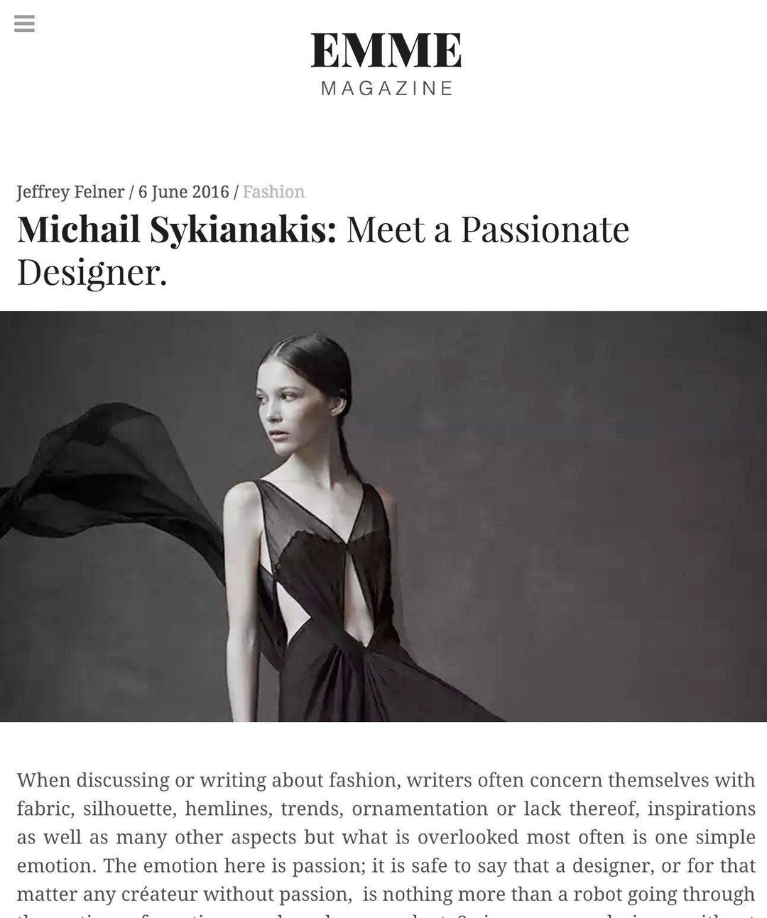 As Featured in Emme Magazine: Meet a Passionate Designer