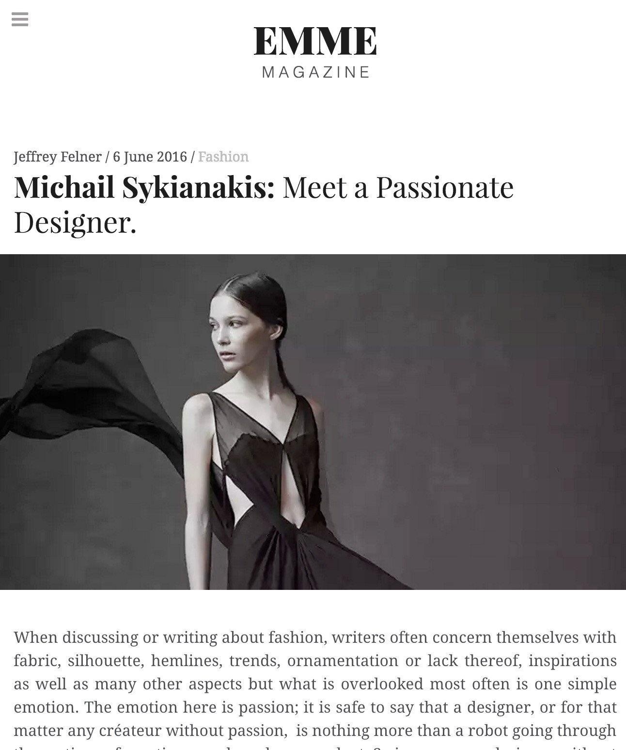 Emme Magazine: Fashion Michail Sykianakis