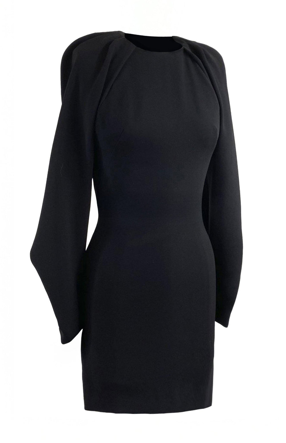 black mini cocktail dress with open back