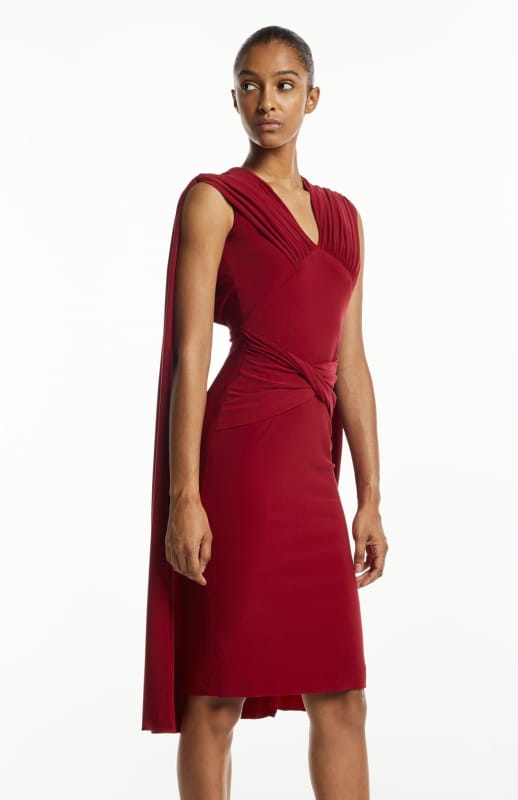 draped jersey midi dress