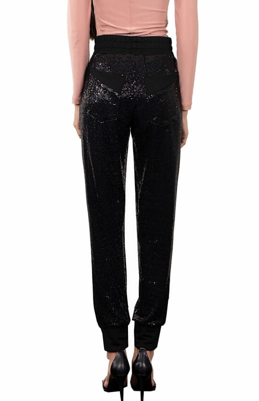 chic black sequin pants