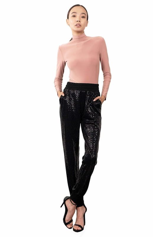 chic black sequin pants