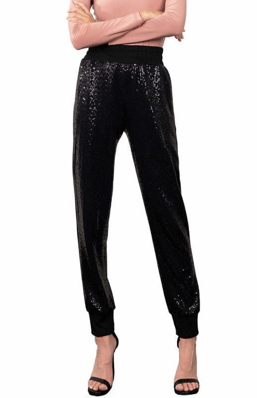 Agape | High Waist Sequin Joggers - michail - Pants