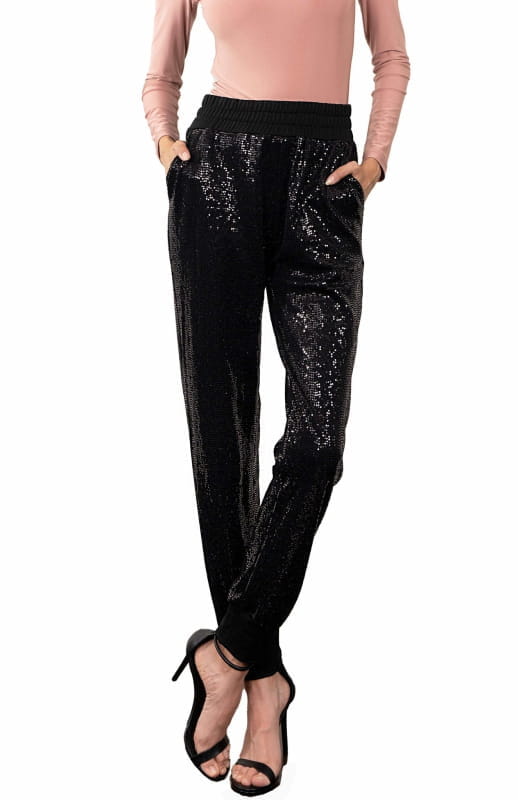 Agape | High Waist Sequin Joggers - michail - Pants