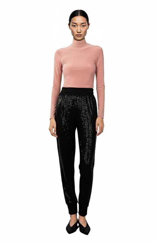 Agape | High Waist Sequin Joggers - michail - Pants