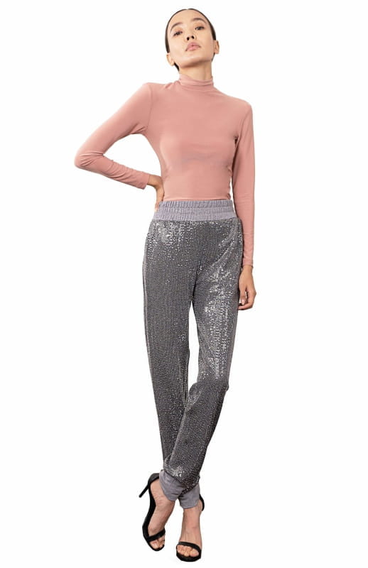 Agape | High Waist Sequin Joggers - michail - Pants