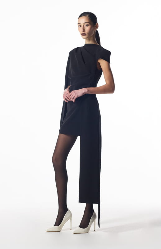 asymmetrical black cocktail dress