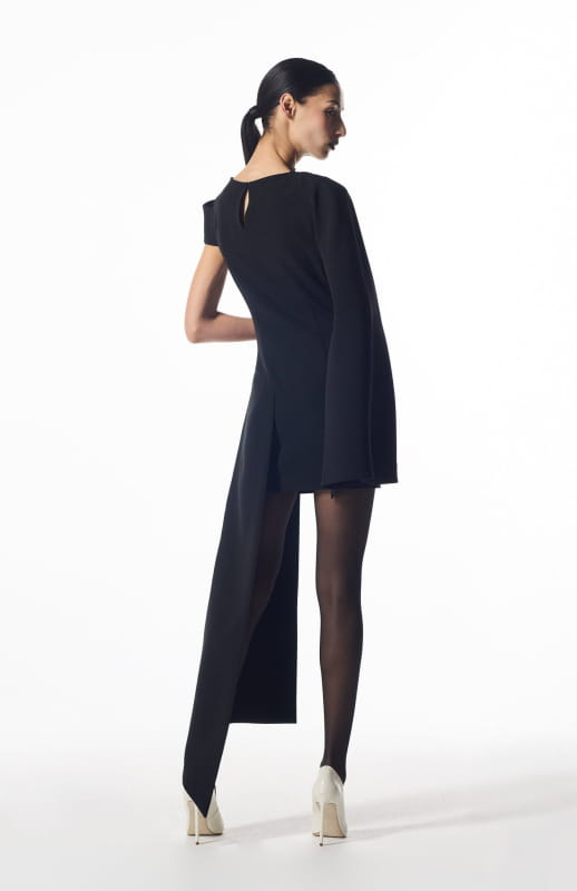 asymmetrical black mini dress