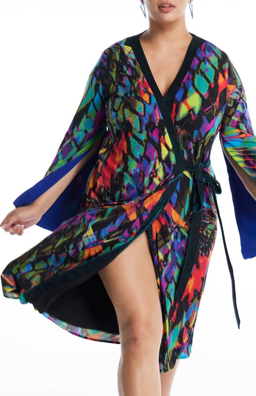 plus size printed wrap dress