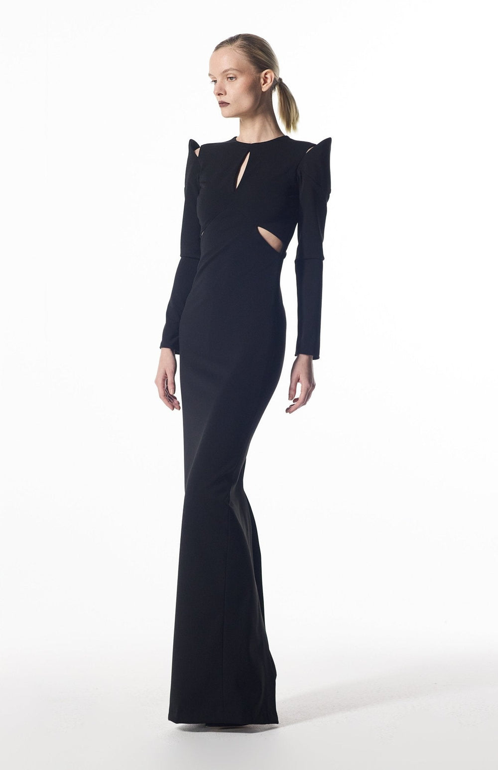 elegant evening dress with sleeves
