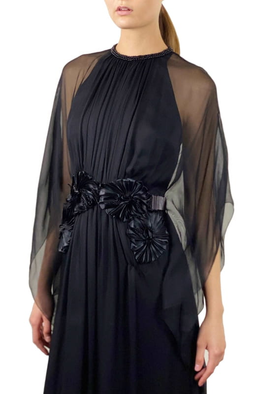 black beaded gown