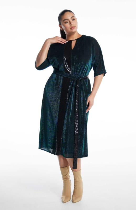plus size designer metallic cocktail dress