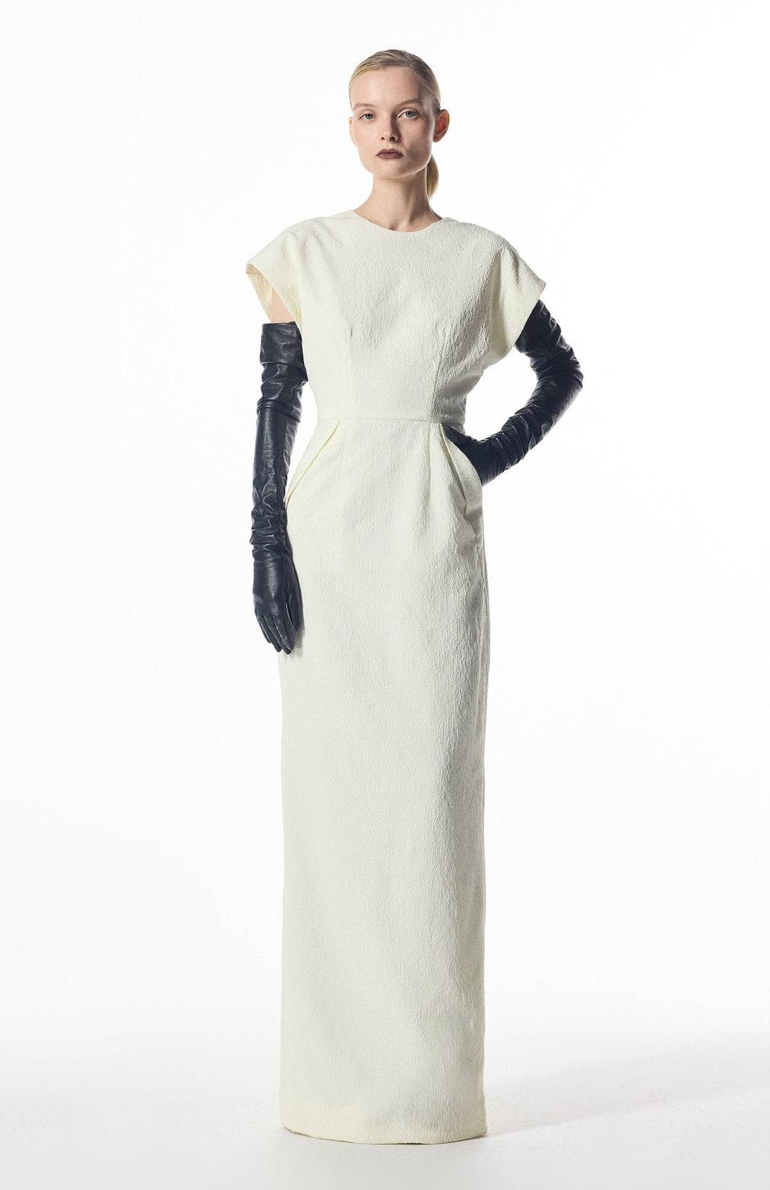 Sculptural ivory gown