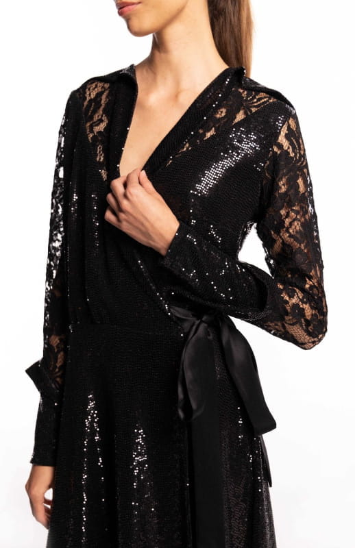 Aspasia | Sequin And Lace Cocktail Dress - michail - Dresses