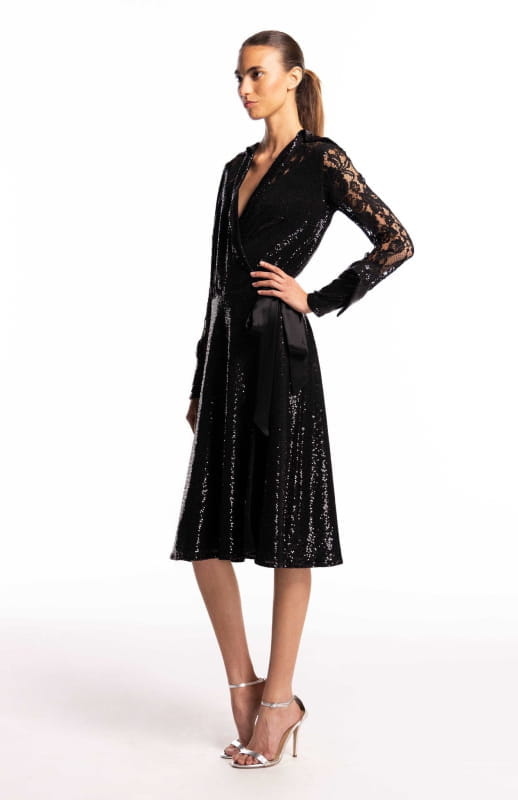 Aspasia | Sequin And Lace Cocktail Dress - michail - Dresses