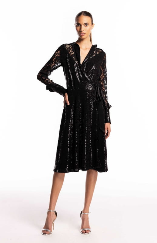 Aspasia | Sequin And Lace Cocktail Dress - michail - Dresses