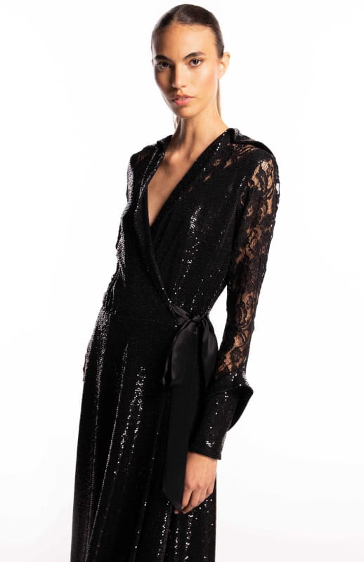 long sleeve black cocktail dress