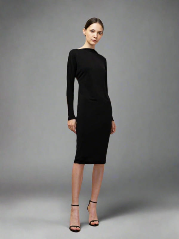 black midi dress with sleeves