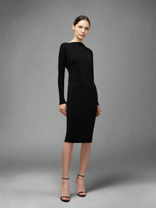 black midi dress with sleeves