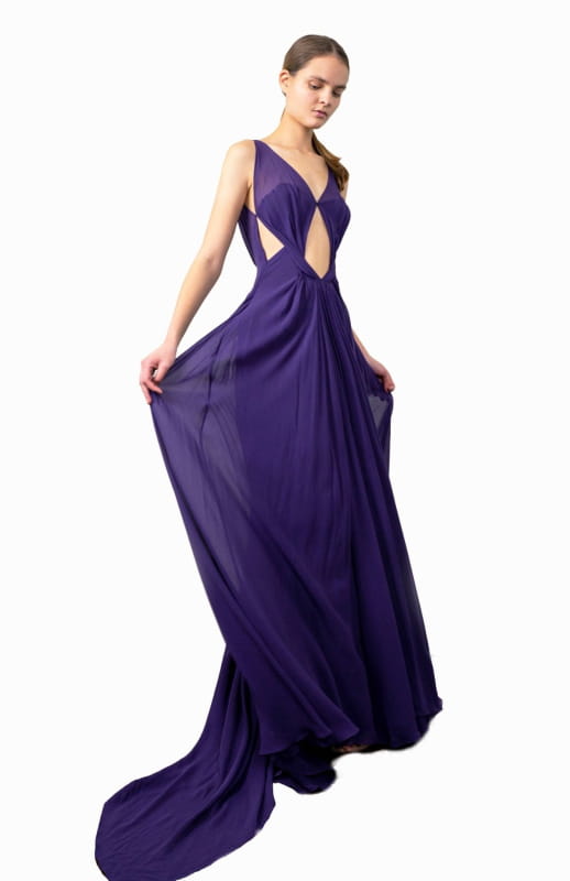 silk cut out maxi dress