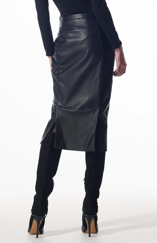 black leather pencil skirt