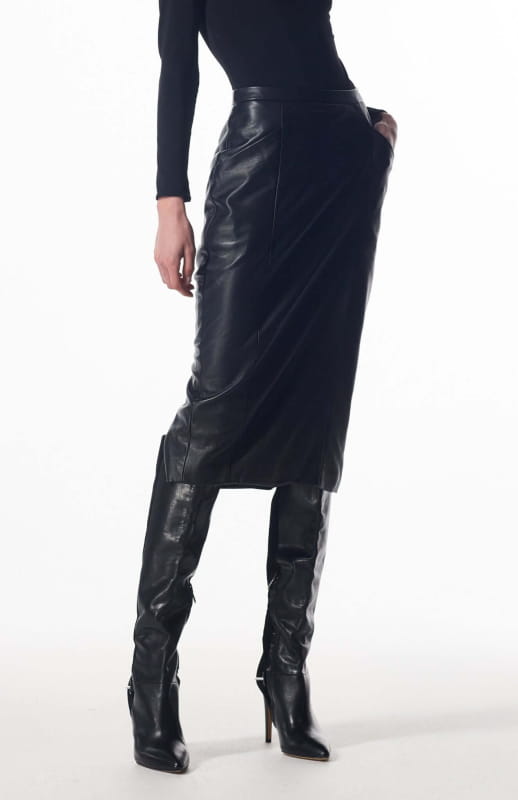 black leather pencil skirt