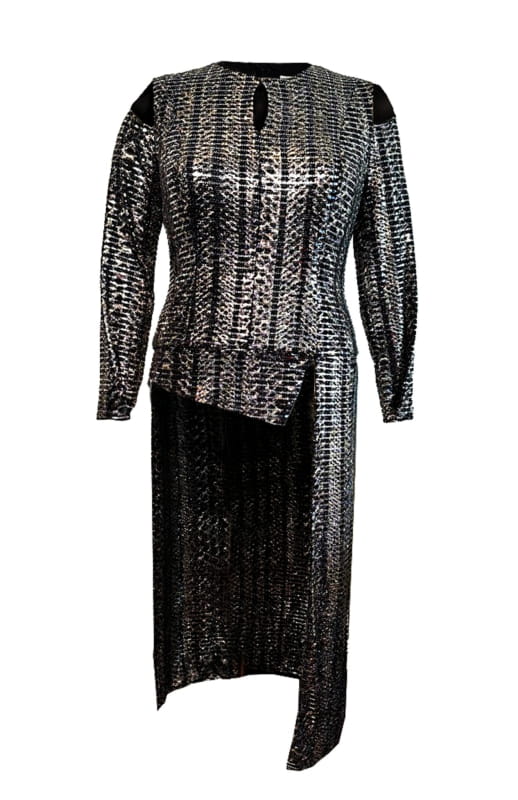 plus size metallic top
