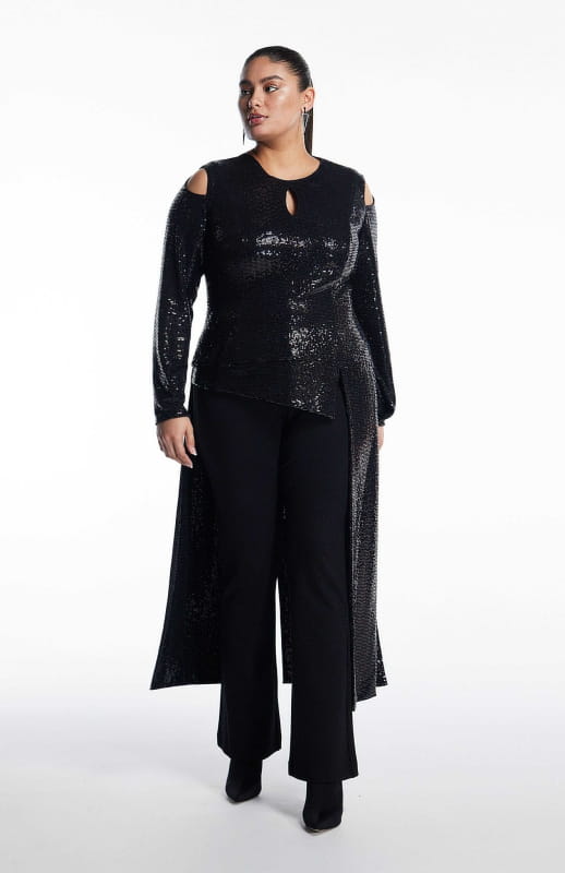Cypreea | Long Sleeve Sequin Top - Tops