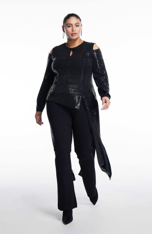 Cypreea | Long Sleeve Sequin Top - Tops