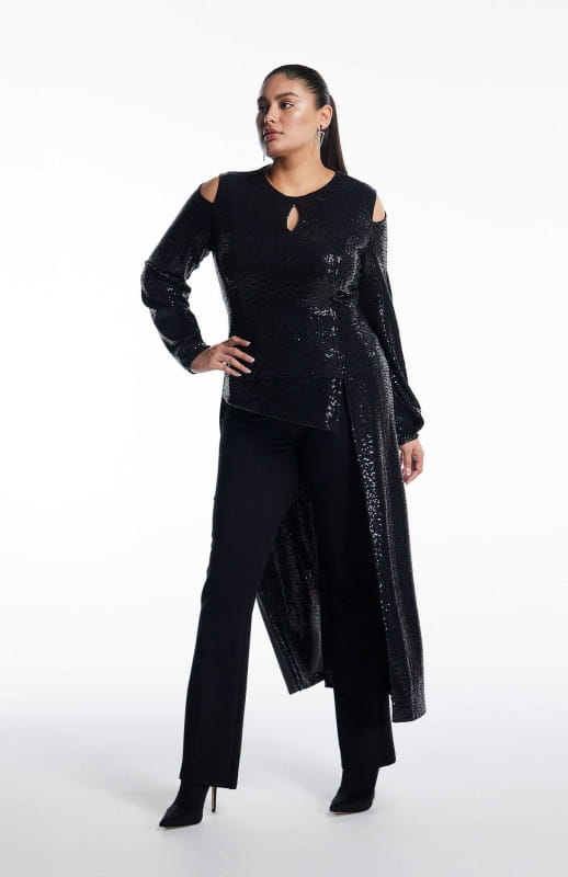 Cypreea | Long Sleeve Sequin Top - Tops