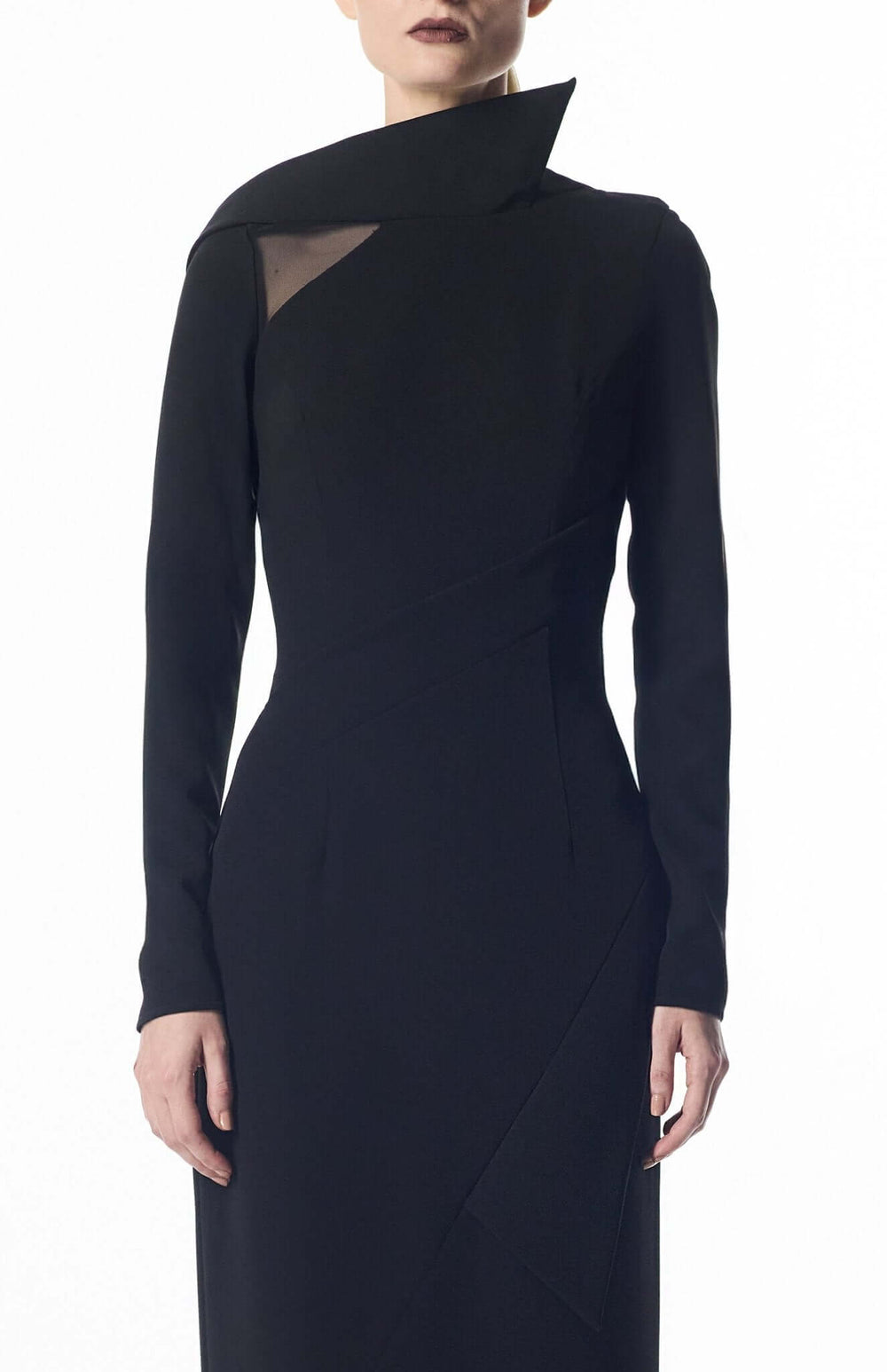 long black evening dress draped