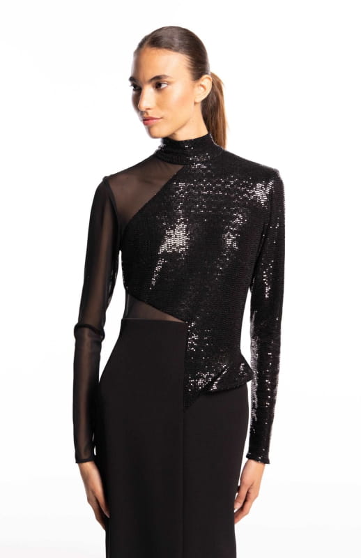 close up elegant evening dress in black