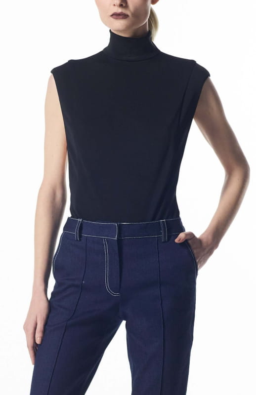 black sleeveless bodysuit