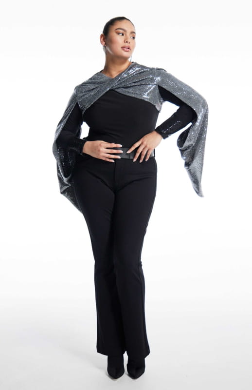 plus size sequin shrug in silver