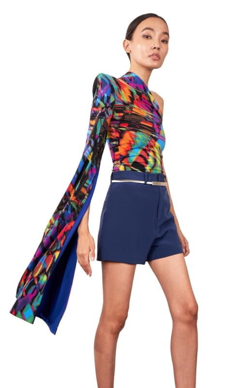 Eftalia Papillon | Colorful Confidence: Draped Sleeve Bodysuit - michail - Bodysuit