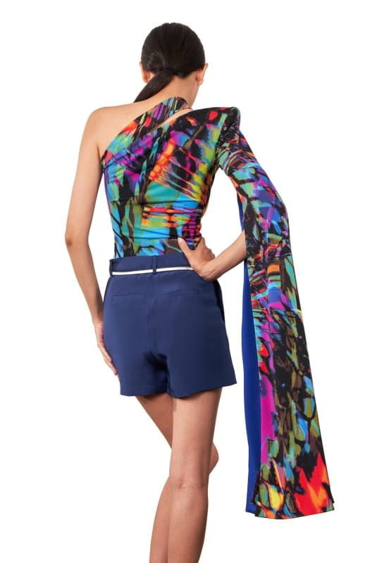 Eftalia Papillon | Colorful Confidence: Draped Sleeve Bodysuit - michail - Bodysuit
