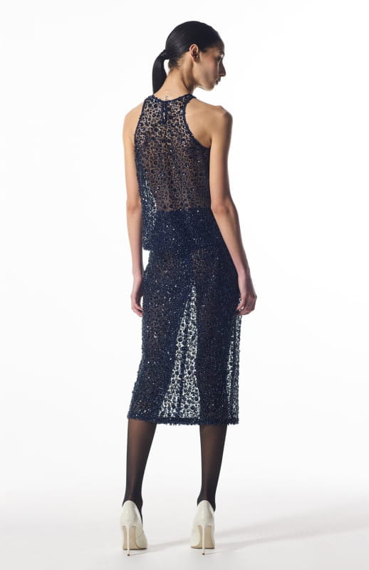 evening dress skirts Faille Tulip Morning Glory Crystal Embroidery Evening Skirt With Swing