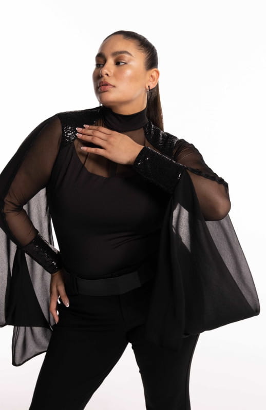 black plus size  bodysuit