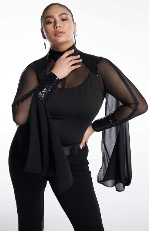 plus size bodysuit in black