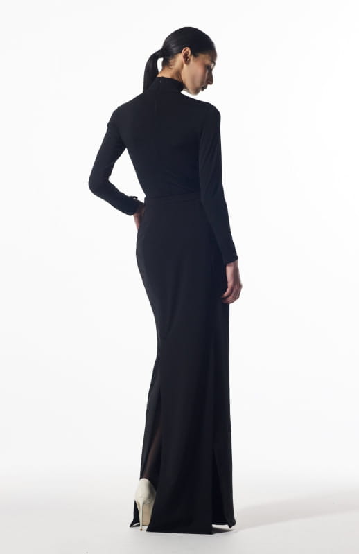 black maxi pencil skirt back