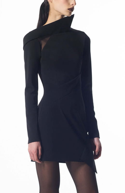 black designer mini dress