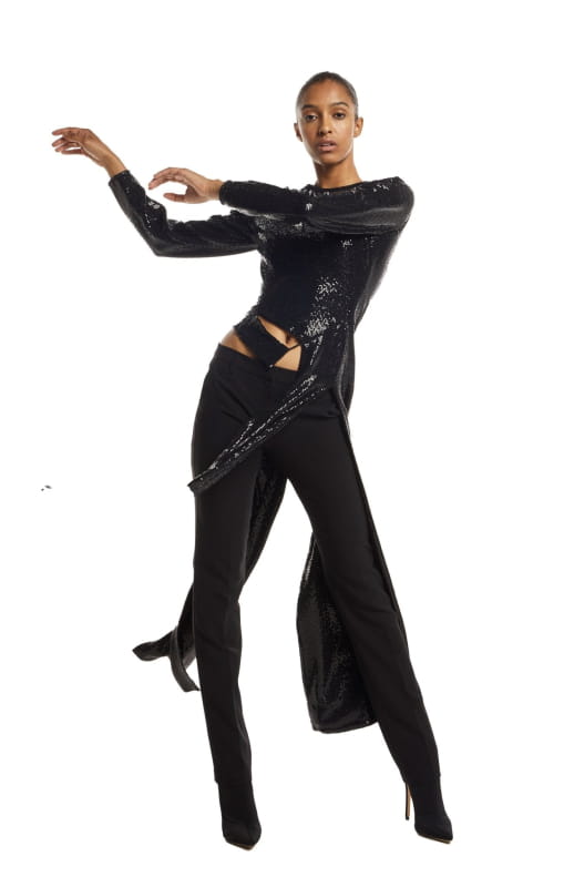 Heraklia | Long Sleeve Sequin Top - Tops