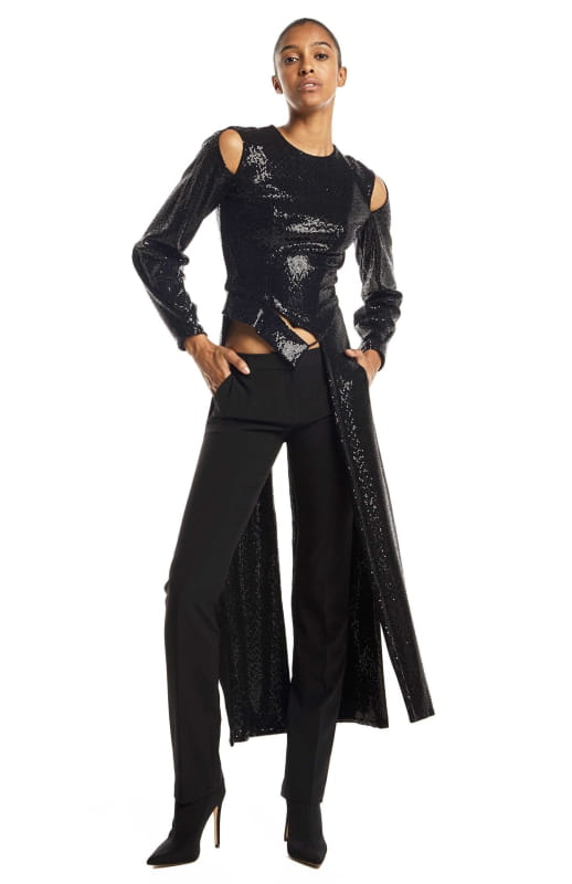 Heraklia | Long Sleeve Sequin Top - Tops