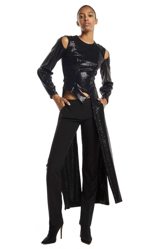 Heraklia | Long Sleeve Sequin Top - Tops