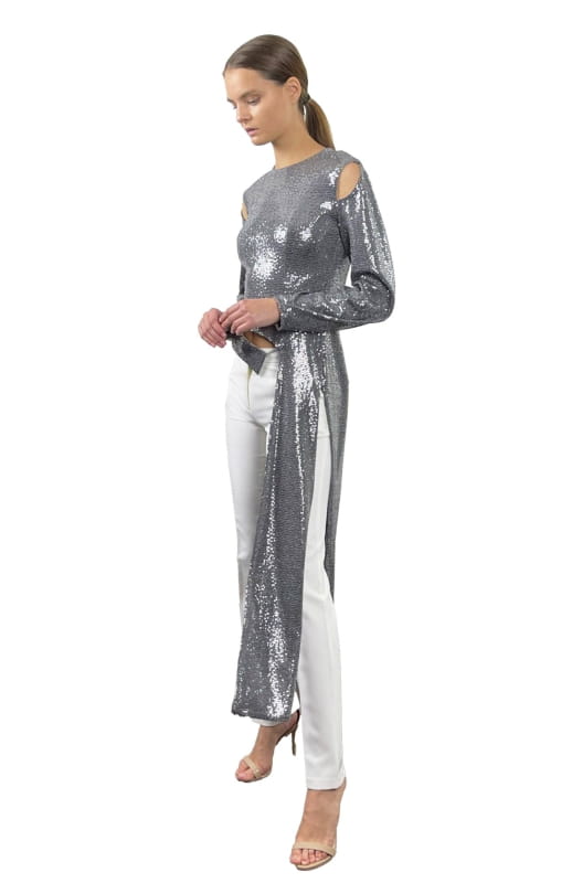 Heraklia | Long Sleeve Sequin Top - Tops