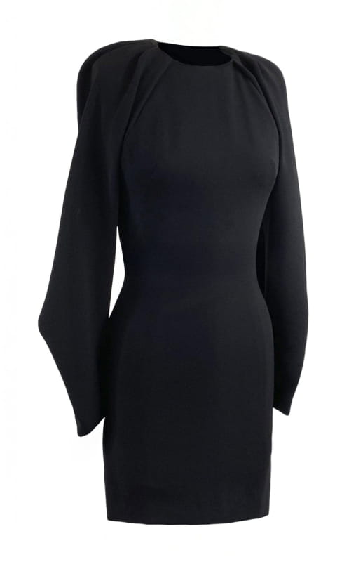 black mini cocktail dress with open back